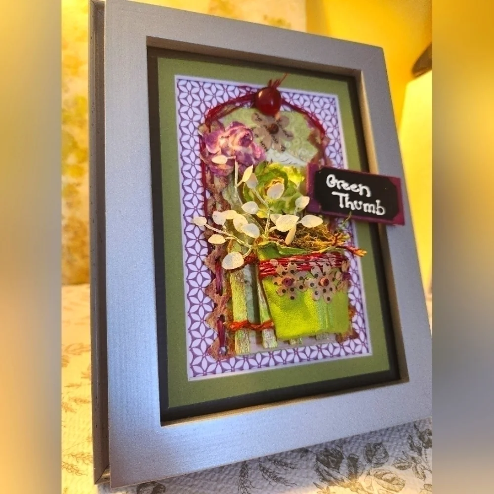 Handcrafted 3D Framed approx (7.5 x 9) GardenFloral Design.Home Decor or gift it